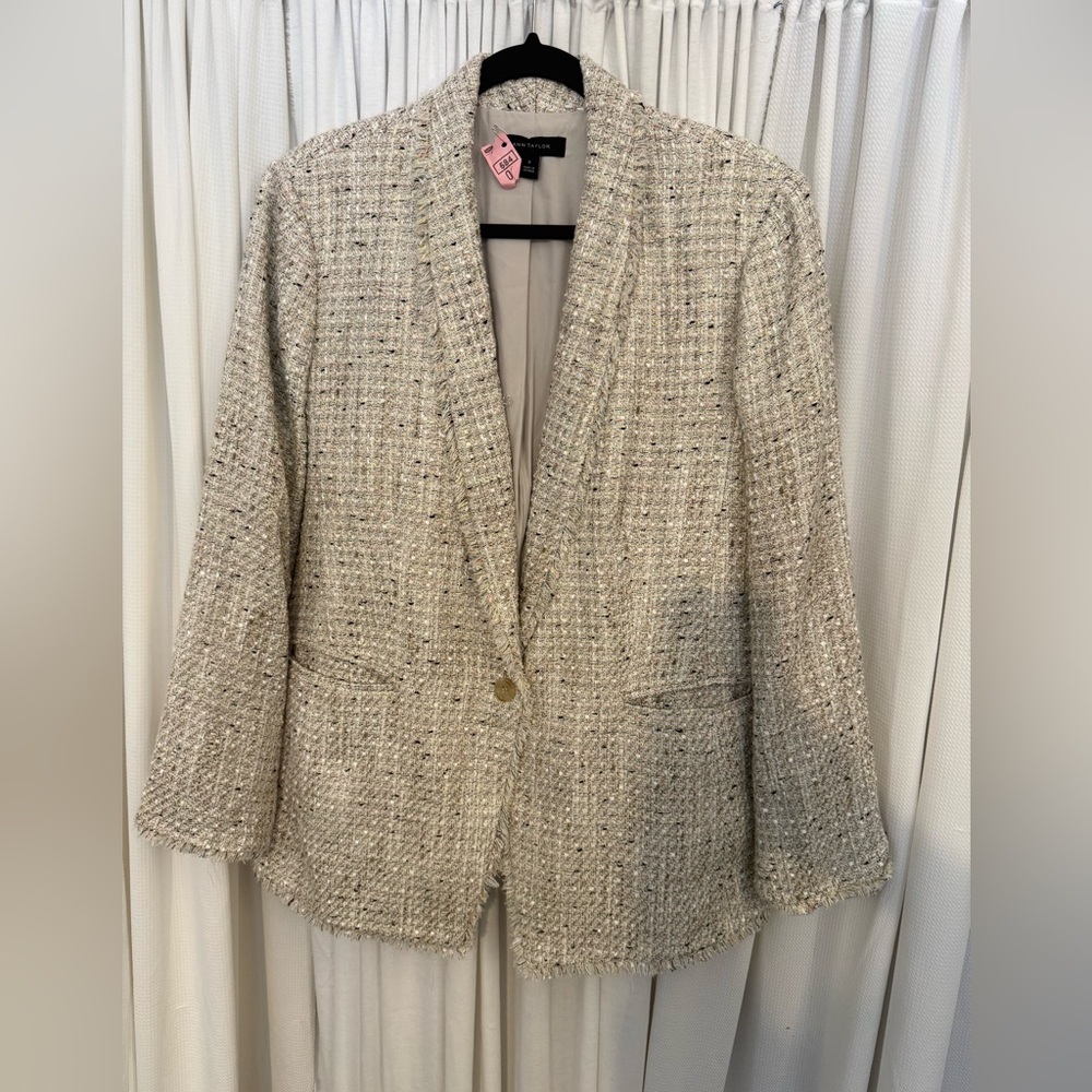 Ann Taylor Beige Tweed Blazer